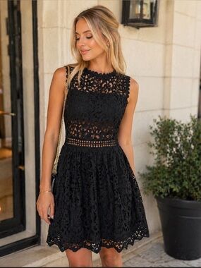 Ministry of Style Black Lush Lace Dress Size 4